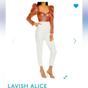 Lavish Alice Puff Sleeve Sequin Corset Jumpsuit in Rose Gold US Sz 10